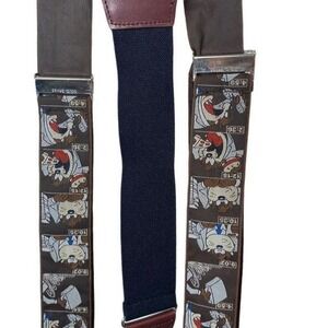 VTG 1997 Tasmanian Devil Cloth and Leather Cartoon Suspenders